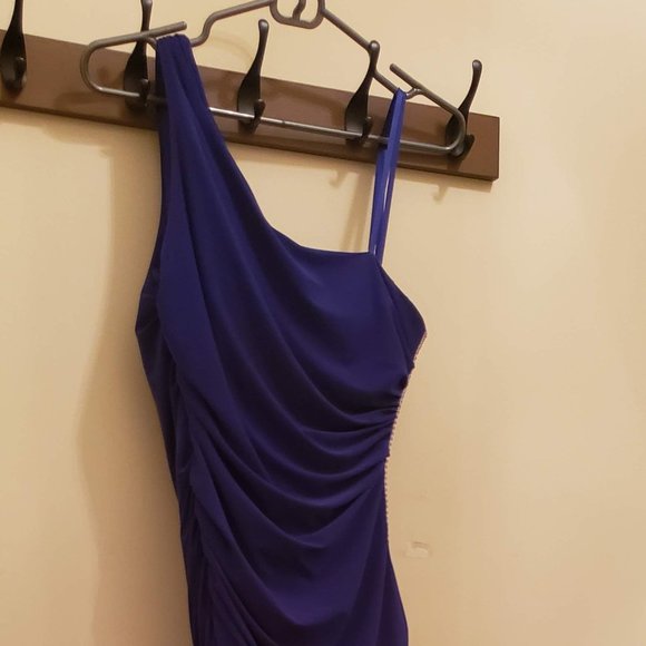 Laura Petites single strap v-cut blue/purple evening dress size 4 - Picture 1 of 6
